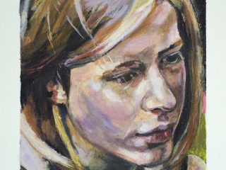 18. Dívčí obličej, olej na plátně, 25x35 cm, Dagmar Erbáková